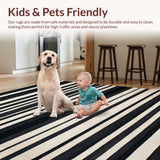 Ultra Soft Area Rug, Non Slip, Stain Resistant, Washable Area Rugs for Living Room, Bedroom, Modern Geometric Striped Area Rug for Entryway and Porch(Black)