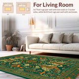 Ultra Soft Area Rug, Non Slip, Stain Resistant, Washable Area Rugs for Living Room, Bedroom, Vintage Animal Print Aesthetic(Green)