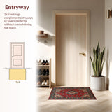 Ultra Soft Area Rug, Non Slip, Stain Resistant, Washable Area Rugs for Living Room, Bedroom, Vibrant Retro Ogee Pattern(Red)