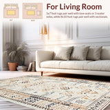 Ultra Soft Area Rug, Non Slip, Stain Resistant, Washable Area Rugs for Living Room, Bedroom, Vibrant Abstract Curvilinear Forms(Brown)