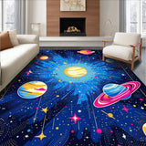 Ultra Soft Area Rug, Non Slip, Stain Resistant, Washable Area Rugs for Living Room, Bedroom, Charming Cosmic Fantasy Illustration(Blue)