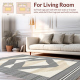 Ultra Soft Area Rug, Non Slip, Stain Resistant, Washable Area Rugs for Living Room, Bedroom, Rustic Minimalist Cream Pattern(Beige)