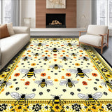 Ultra Soft Area Rug, Non Slip, Stain Resistant, Washable Area Rugs for Living Room, Bedroom, Sunny Yellow Rustic Blossom Design(Yellow)