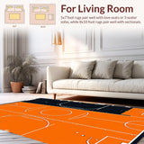 Ultra Soft Area Rug, Non Slip, Stain Resistant, Washable Area Rugs for Living Room, Bedroom, Bright Cheerful Round Pattern(Orange)