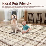 Ultra Soft Area Rug, Non Slip, Stain Resistant, Washable Area Rugs for Living Room, Bedroom, Chic Geometric Area With Modern Plaid Design In Beige And Cream(Beige)