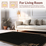 Ultra Soft Area Rug, Non Slip, Stain Resistant, Washable Area Rugs for Living Room, Bedroom, Artistic Wild Animal Impression(Black)