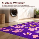 Ultra Soft Area Rug, Non Slip, Stain Resistant, Washable Area Rugs for Living Room, Bedroom, Cute Colorful Whimsical Print Design(Purple)
