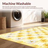 Ultra Soft Area Rug, Non Slip, Stain Resistant, Washable Area Rugs for Living Room, Bedroom, Vibrant Flower Design with Rustic Appeal(Yellow)