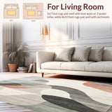 Ultra Soft Area Rug, Non Slip, Stain Resistant, Washable Area Rugs for Living Room, Bedroom, Artistic Beige Grey Multi with Abstract Design(Gray)