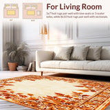 Autumn Harvest Medallion Area with Rustic Burnt Orange Leaf Design(Beige)