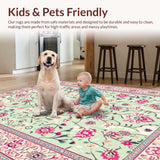 Ultra Soft Area Rug, Non Slip, Stain Resistant, Washable Area Rugs for Living Room, Bedroom, Stylish Geometric Pink Accents(Ivory)