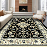 Ultra Soft Area Rug, Non Slip, Stain Resistant, Washable Area Rugs for Living Room, Bedroom, Chic Black Floral Elegance(Black)