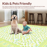 Ultra Soft Area Rug, Non Slip, Stain Resistant, Washable Area Rugs for Living Room, Bedroom, Subtle Earthy Floral Textured Arrangement(White)