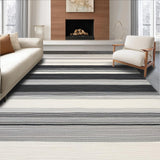 Ultra Soft Area Rug, Non Slip, Stain Resistant, Washable Area Rugs for Living Room, Bedroom, Minimalist Layered Stripe Pattern Rug with Crisp Black and White Color Blocks(Gray)