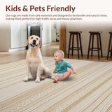 Ultra Soft Area Rug, Non Slip, Stain Resistant, Washable Area Rugs for Living Room, Bedroom, Eclectic Scalloped Warm Palette(Beige)