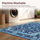 Ultra Soft Area Rug, Non Slip, Stain Resistant, Washable Area Rugs for Living Room, Bedroom, Rustic Natural Blue Patterned Decor(Blue)