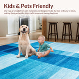 Ultra Soft Area Rug, Non Slip, Stain Resistant, Washable Area Rugs for Living Room, Bedroom, Radiant Toned Geometric Arrangement(Blue)