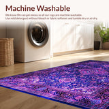 Ultra Soft Area Rug, Non Slip, Stain Resistant, Washable Area Rugs for Living Room, Bedroom, Boho Floral Tapestry Aesthetic(Blue)