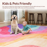Ultra Soft Area Rug, Non Slip, Stain Resistant, Washable Area Rugs for Living Room, Bedroom, Charming Pastel Tie Dye Aesthetic(Pink)