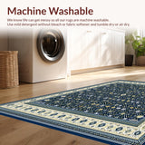 Ultra Soft Area Rug, Non Slip, Stain Resistant, Washable Area Rugs for Living Room, Bedroom, Geometric Art for Entryway with Beige and Blue Hues(Blue)
