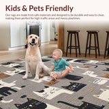 Ultra Soft Area Rug, Non Slip, Stain Resistant, Washable Area Rugs for Living Room, Bedroom, Funky Gray Cat Graphic Design(Gray)