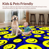 Ultra Soft Area Rug, Non Slip, Stain Resistant, Washable Area Rugs for Living Room, Bedroom, Whimsical Retro Smile Decor(Yellow)