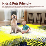 Ultra Soft Area Rug, Non Slip, Stain Resistant, Washable Area Rugs for Living Room, Bedroom, Vibrant Sunburst Patterned Mat(Yellow)