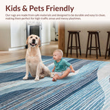 Ultra Soft Area Rug, Non Slip, Stain Resistant, Washable Area Rugs for Living Room, Bedroom, Rustic Neutral Geometric Ensemble(Blue)