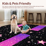 Ultra Soft Area Rug, Non Slip, Stain Resistant, Washable Area Rugs for Living Room, Bedroom, Vibrant Cosmic Glitter Aesthetic(Black)