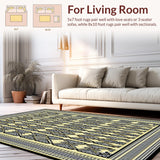 Ultra Soft Area Rug, Non Slip, Stain Resistant, Washable Area Rugs for Living Room, Bedroom, Vibrant Graphic Shapes with Rich Accents(Gold)