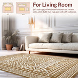 Ultra Soft Area Rug, Non Slip, Stain Resistant, Washable Area Rugs for Living Room, Bedroom, Trendy Lattice Design with Warmth(Beige)