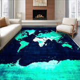 Ultra Soft Area Rug, Non Slip, Stain Resistant, Washable Area Rugs for Living Room, Bedroom, Rustic World Map Aesthetic(Blue)