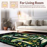 Ultra Soft Area Rug, Non Slip, Stain Resistant, Washable Area Rugs for Living Room, Bedroom, Witchy Earthy Mushroom Pattern(Green)