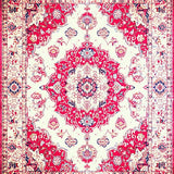 Ultra Soft Area Rug, Non Slip, Stain Resistant, Washable Area Rugs for Living Room, Bedroom, Warm Earthy Medallion Arrangement(White)