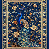 Ultra Soft Area Rug, Non Slip, Stain Resistant, Washable Area Rugs for Living Room, Bedroom, Elegant Peacock Plumage Rug(Blue)