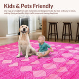 Ultra Soft Area Rug, Non Slip, Stain Resistant, Washable Area Rugs for Living Room, Bedroom, Delightful Textured Heart Theme(Pink)