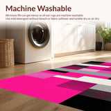 Ultra Soft Area Rug, Non Slip, Stain Resistant, Washable Area Rugs for Living Room, Bedroom, Stylish Colorful Linear Composition(Pink)