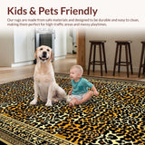 Ultra Soft Area Rug, Non Slip, Stain Resistant, Washable Area Rugs for Living Room, Bedroom, Vibrant Earth Tones Animal Design(Beige)