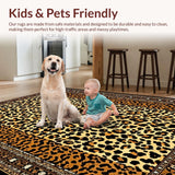Ultra Soft Area Rug, Non Slip, Stain Resistant, Washable Area Rugs for Living Room, Bedroom, Chic Animal Print Fusion Style(Beige)