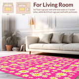Ultra Soft Area Rug, Non Slip, Stain Resistant, Washable Area Rugs for Living Room, Bedroom, Lively Springtime Botanical Touch(Pink)