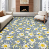 Ultra Soft Area Rug, Non Slip, Stain Resistant, Washable Area Rugs for Living Room, Bedroom, Quaint White Daisy Aesthetic(Blue)