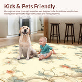 Ultra Soft Area Rug, Non Slip, Stain Resistant, Washable Area Rugs for Living Room, Bedroom, Traditional Blossom Area Featuring Ornate Medallion and Subtle Beige Palette(Ivory)