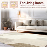 Ultra Soft Area Rug, Non Slip, Stain Resistant, Washable Area Rugs for Living Room, Bedroom, Boho Cream Abstract Design(Beige)