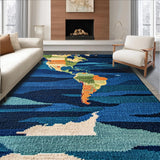 Ultra Soft Area Rug, Non Slip, Stain Resistant, Washable Area Rugs for Living Room, Bedroom, Modern Satellite View Round Classroom Rug(Blue)
