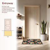 Ultra Soft Area Rug, Non Slip, Stain Resistant, Washable Area Rugs for Living Room, Bedroom, Sleek Black and Yellow Geometric Pattern(Black)