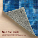 Ultra Soft Area Rug, Non Slip, Stain Resistant, Washable Area Rugs for Living Room, Bedroom, Elegant Bow Inspired Rug with Interlaced Blue Stripes and Soft Contoured Shapes(Blue)