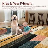 Ultra Soft Area Rug, Non Slip, Stain Resistant, Washable Area Rugs for Living Room, Bedroom, Geometric Surfboard Rug Bold Design(Gold)