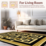 Ultra Soft Area Rug, Non Slip, Stain Resistant, Washable Area Rugs for Living Room, Bedroom, Bold Modernized Trellis Aesthetic(Black)