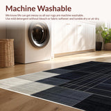 Ultra Soft Area Rug, Non Slip, Stain Resistant, Washable Area Rugs for Living Room, Bedroom, Chic Abstract Monochrome Design(Black)