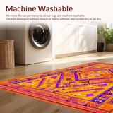 Ultra Soft Area Rug, Non Slip, Stain Resistant, Washable Area Rugs for Living Room, Bedroom, Chic Ethnic Patterned Accent(Orange)